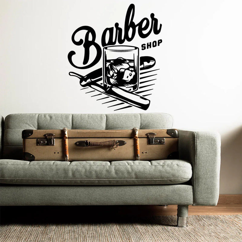 Barbershop Sticker Waterproof Vinyl Wallpaper Home Decor Removable Decor Wall Decals