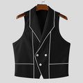 INCERUN Men Vests Printing Color-block Lapel Sleeveless Button Casual Male Waistcoats Streetwear 2025 Fashion Leisure Vests Men