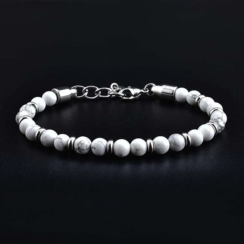 2026 Classic 6mm Tiger Eye Stone Hematite Beaded Bracelet Adjustable Stainless Steel Chain Bracelet for Men Women Jewelry Gifts