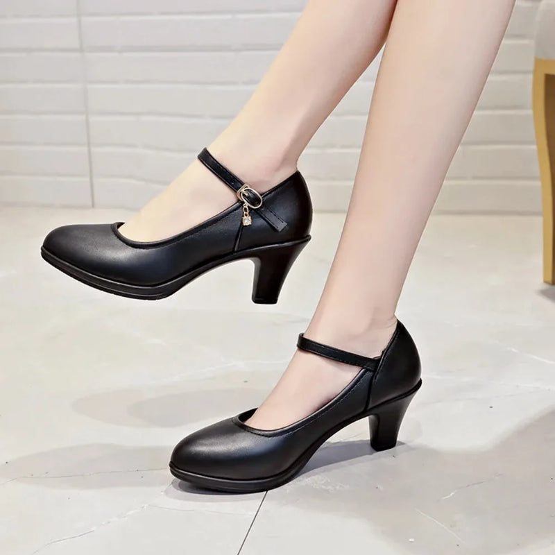 Fashion Women's Pumps 2026 Spring/autumn Fashion Round Toe Buckle Thin Heels Pumps Sexy Elegant Single Shoes Size 35-41