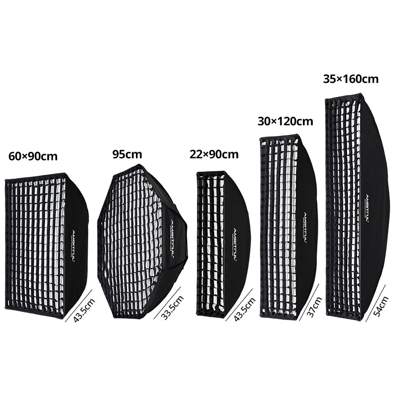AMBITFUL Rectangle Softbox BW/FW 60*90/35*160cm Professional Soft Box Photography Light Effect Kit Matt Box With Honeycomb Grid