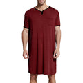Men's Short Sleeve Thin Lengthened Leisure Pajamas Loose Skin Friendly Stretchy Robes Homewear Bathrobes Vintage Nightgown M-3XL