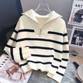 Sweater pullover women Spring and Autumn underwear 2023 New zipper stripe underlay short style popular premium sweater female