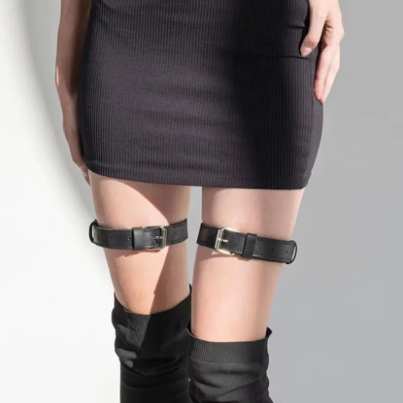 Black Fashion Garter Belt For Women Girl JK Japanese Style 1 Pair Adjustable Straps Thigh Belt Leg Suspenders Accessories