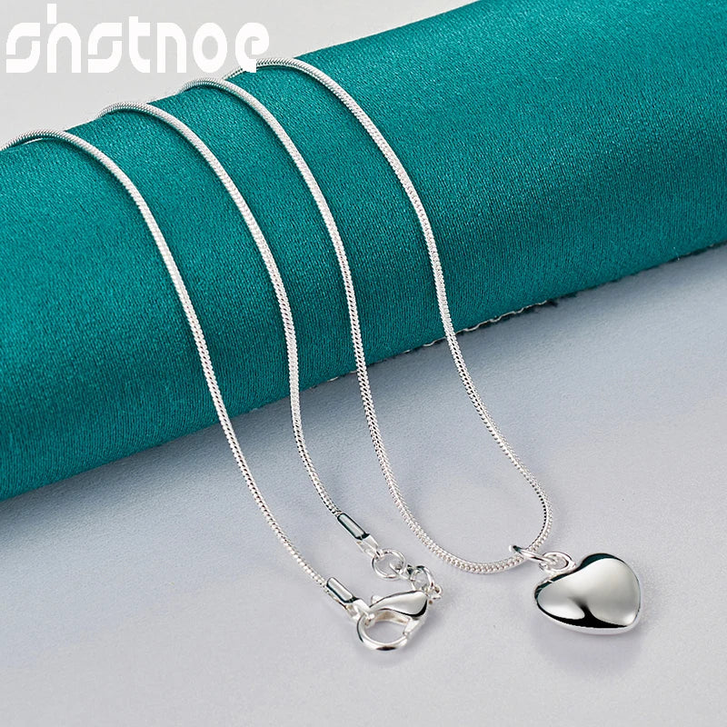 SHSTONE 18K Gold Heart Necklace For Woman Men Neck Chain Fashion Party Wedding Engagement Charm Jewelry Lovers Birthday Gifts