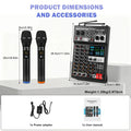 Fuluode SE-04 Professional 4 Channel Audio Mixer with UHF Wireless Microphone Sound Mixing Console USB Bluetooth Karaoke System