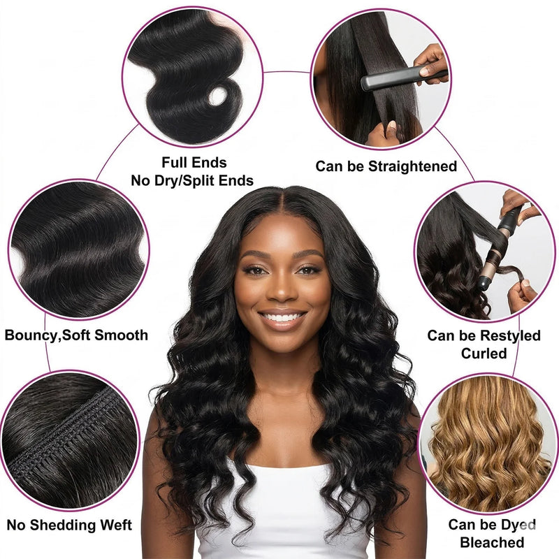 2 3 4 Pcs Body Wave Bundles 100% Human Hair Brazilian 16A Virgin Weave Raw Hair 30 32 Inch Double Weft Thick Human Hair Bundles Extensions For Women