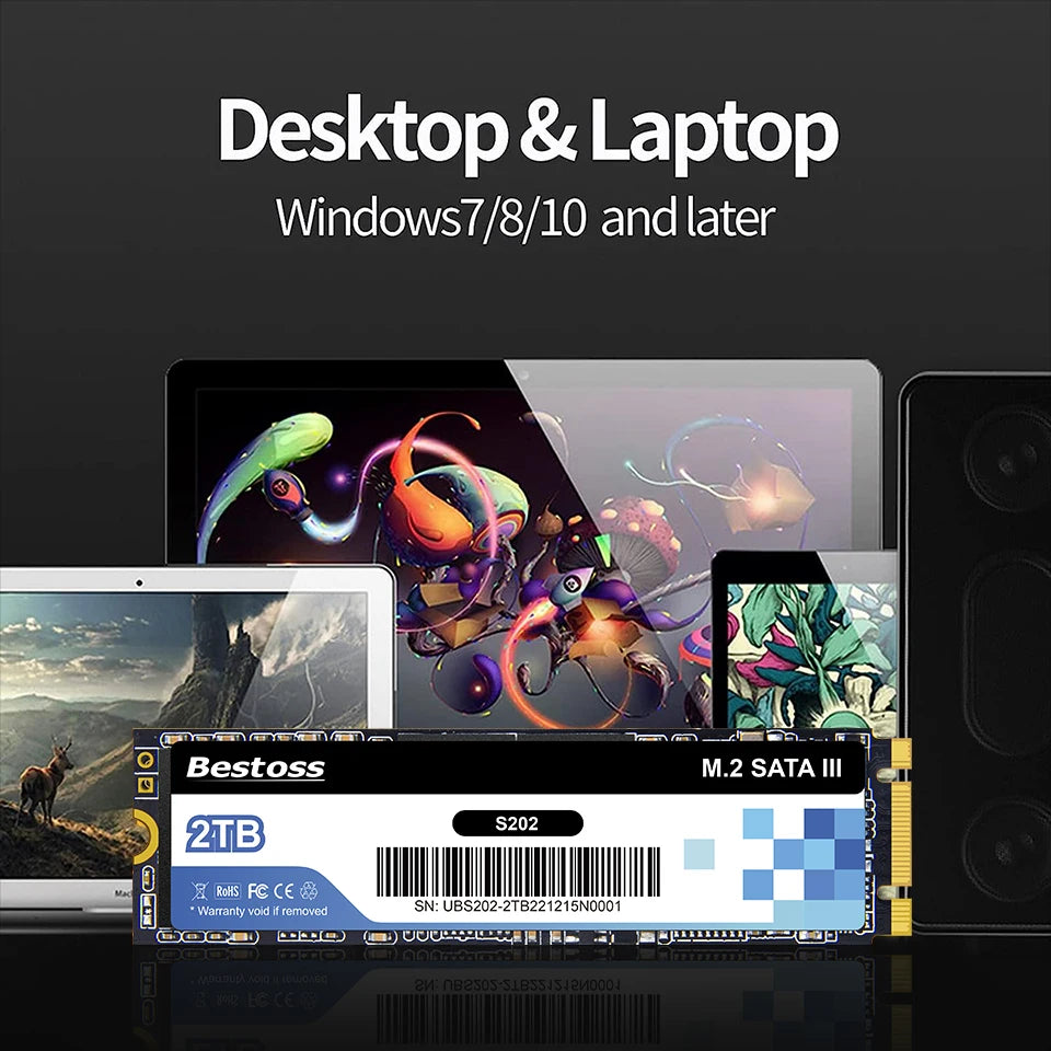Bestoss M.2 Sata 3.0 2280 NGFF 530MB/s 120GB 128GB 240GB 256GB 480GB 512GB 960GB 1TB SSD Internal Solid State for Desktop Laptop