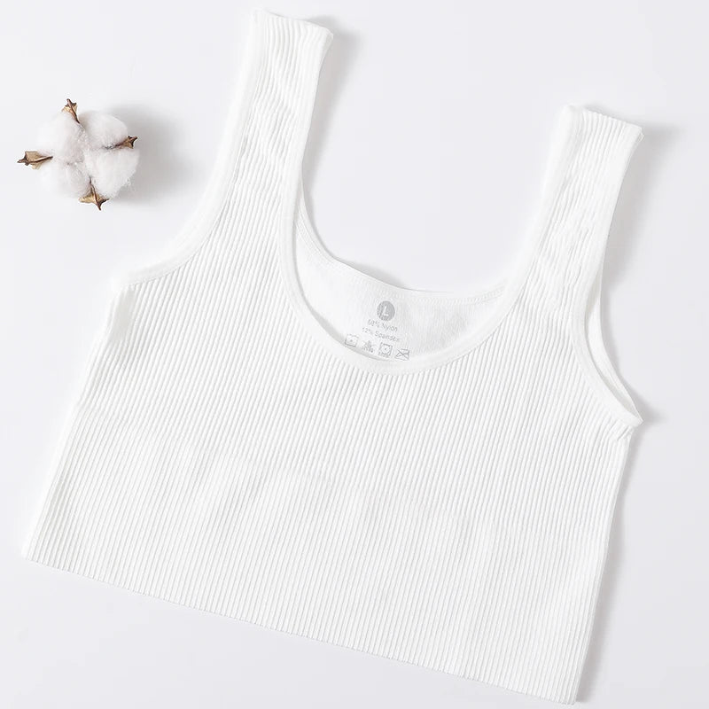 Women's Ribbed Bra Seamless Tank Top Comfort Sports Bralette Wireless Activewear Underwear Stretchy Vest Lingerie Intimates M-XL