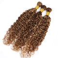 Highlight Water Wave Bundles P4/27 Honey Blonde Water Wave Human Hair Bundles 1/ 3 / 4 Bundles 30 Inch Deep Curly Wet and Wavy