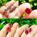 Lab Created Ruby Ear Stud 5-9mm Pigeon Blood with Inclusions Red Round Shape Single Stone S925 Silver Earrings Jewelry
