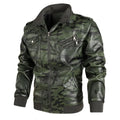 Autumn Pu Leather Jacket Men's Camouflage Leather Jacket Youth Locomotive Washed Retro Leather Jacket Men