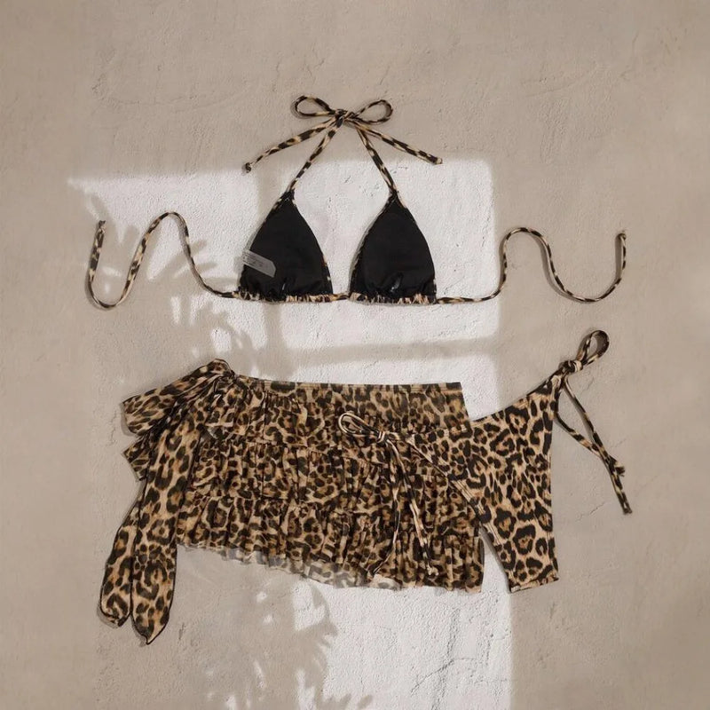 Leopard Print 3-Piece Bikini Set for Women Sexy Swimsuit | SAMAG
