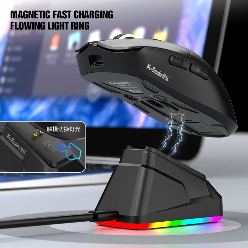 X11 Tri-Mode Gaming Mouse PAW3311,22000DPI,Magnetic Charging Dock,RGB Backlight