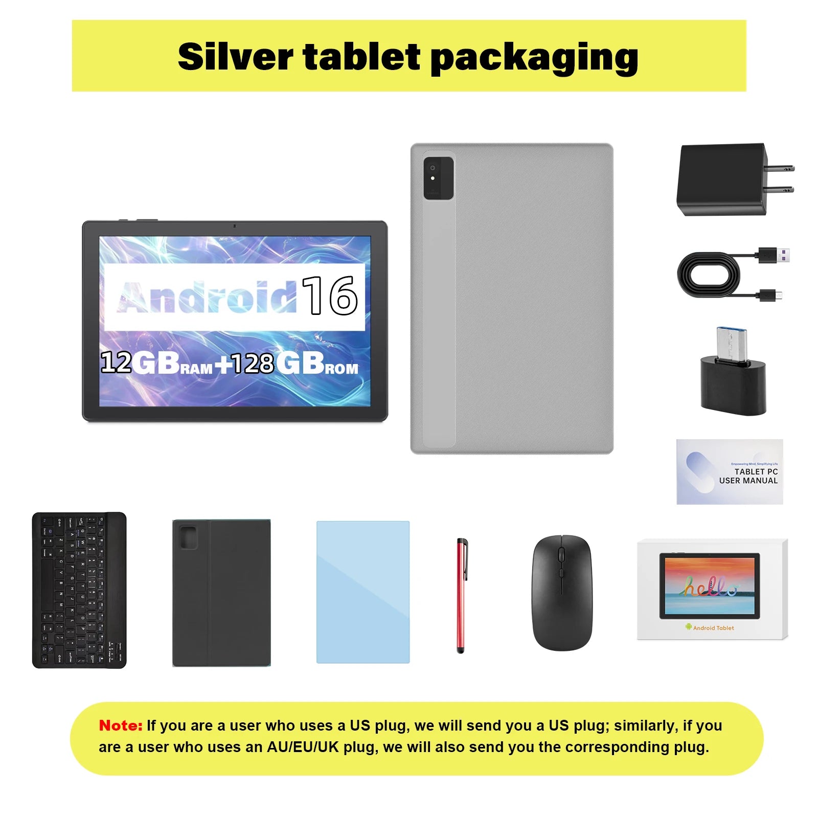ANRY CH10 Android 16 Tablet 10.1 Inch Octa Core 12GB RAM 128GB ROM 5000mAh WiFi Bluetooth Dual Camera GPS GMS Google Play Tablet
