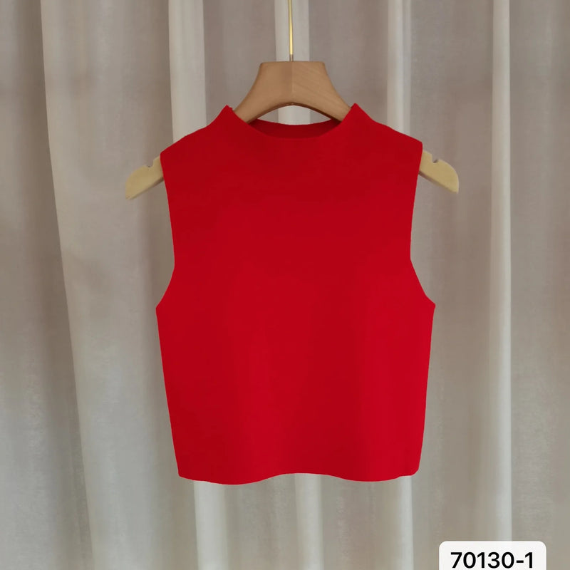 Women Knitted Tank Top Summer Fall Slim Sweater Short - View 12 | SAMAG