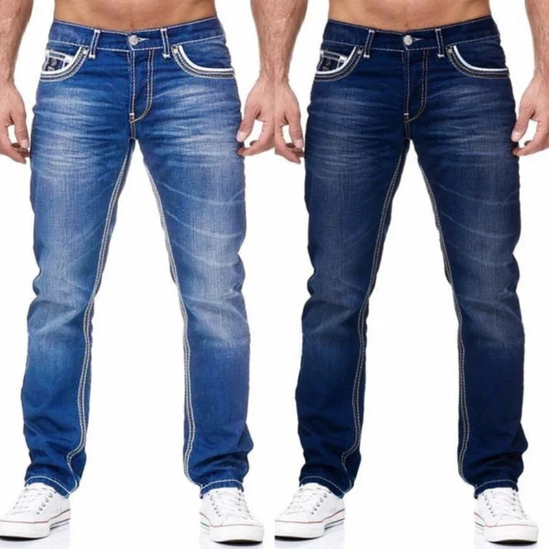 Straight Jeans Men Washed no hole Spring Summer Boyfriend | SAMAG