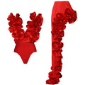 Sexy White 3D Ruffle Flower One Piece And Skirt Set | SAMAG