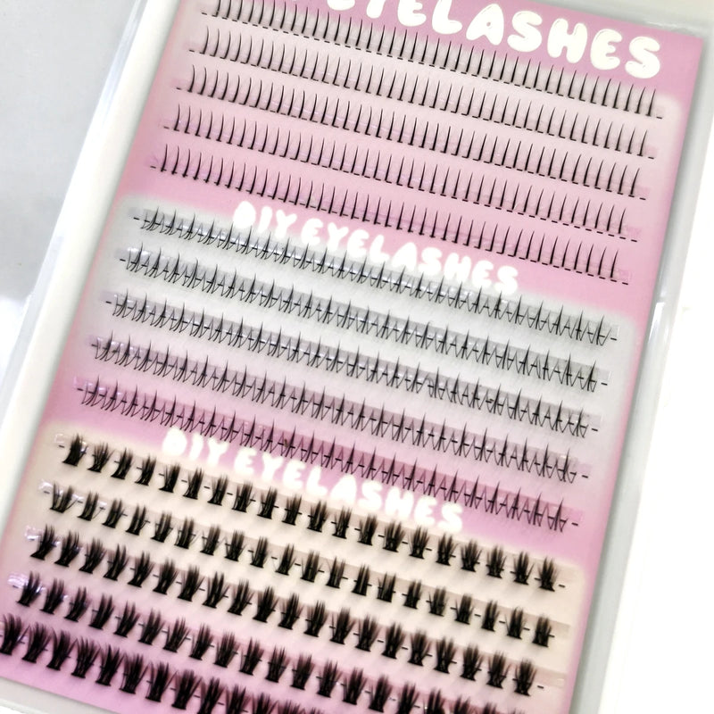 3 Styles Individual Lashes 15rows 390PCS Bottom Lashes Extension Lower Eyelash Clusters  DIY Wispy Natural Look Clear Band
