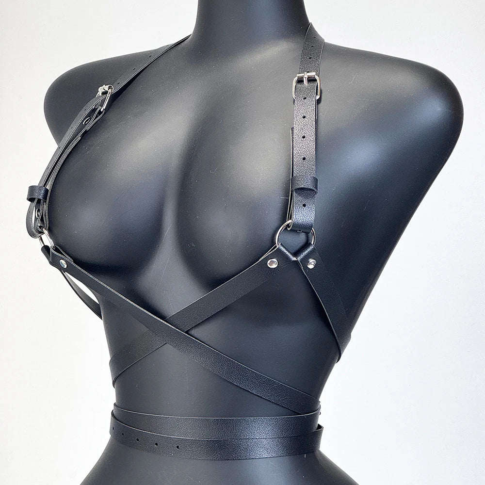Fashion PU Leather Waist Belt For Women Punk Gothic Chest Harness Belt Harajuku Suspenders Clothing Accessories