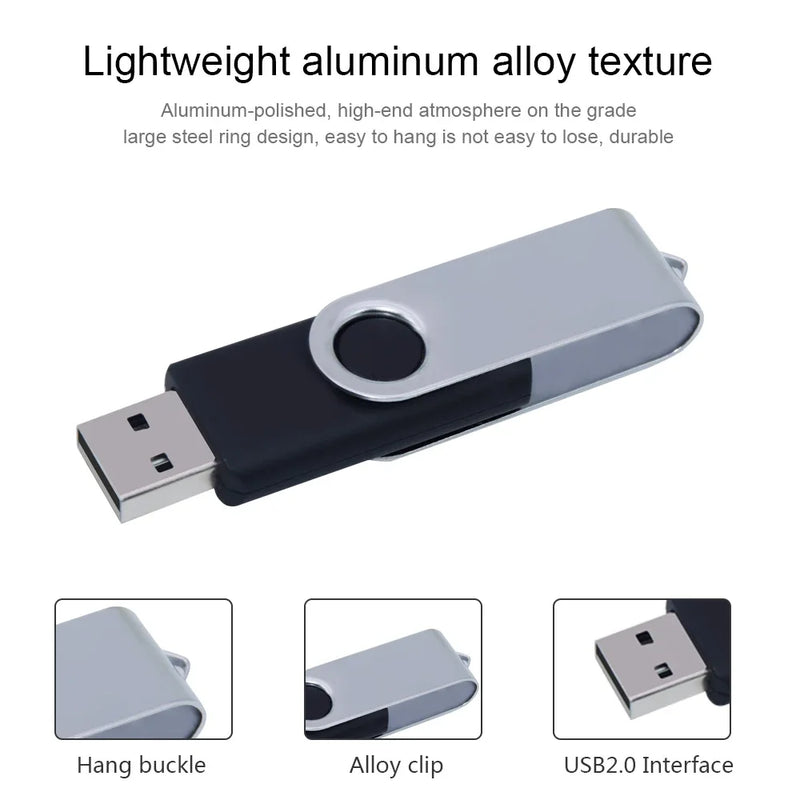 Флешка USB 32GB Flash Drive 16 Giga Memory Stick Metal Jump Swivel Pendrive Portable 64 128 GB 2.0 Pen - Visuel 3 | SAMAG