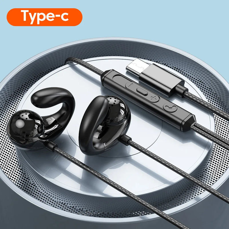 Open Ear Wired Headphones Air Conduction Gaming Headset 3.5mm Type-c USB Plug Stereo Earphones for Computer Laptop Mobile Phone