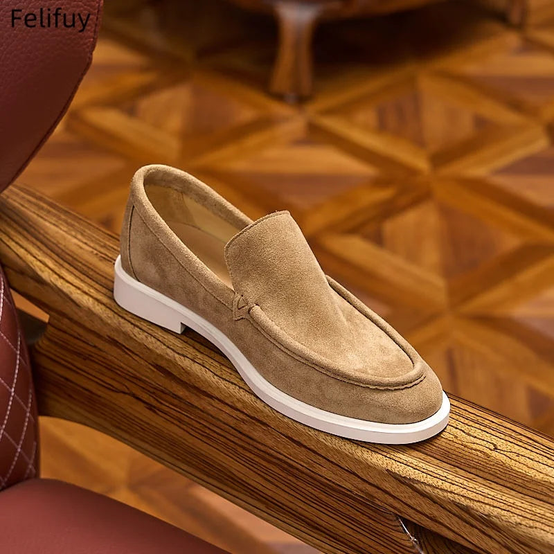 Men's Cow Suede Loafers Slip On Casual Shoes Comfortable Flat Driving Moccasins Fashion Lazy Loafers For Men Daily Wear Shoes