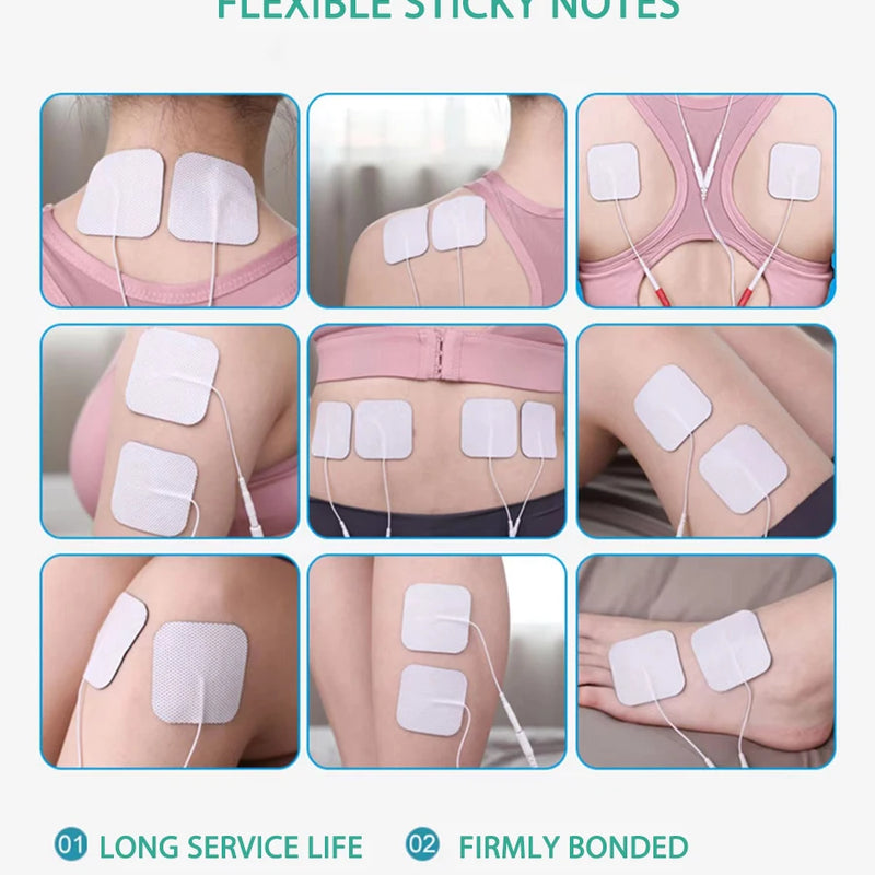 10Pcs 2mm Plug Non-woven Fabric Reusable Self Adhesive Electrode Pads Conductive Gel Pad Body Digital  Massager
