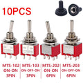 10PCS MTS-102 103 202 203 3Pins 6 Pins Mini Toggle Switch For Switching Lamp Light ON-OFF-ON /ON-ON Switch 6A 125VAC