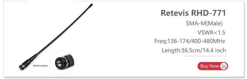 Retevis RHD-771 RT5R Walkie-Talkie Antenna SMA-F RHD-771 VHF UHF Dual Band for Baofeng UV 5R 144/430Mhz Quansheng UV K5 UV K6