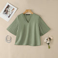 ZANZEA Summer Elegant V Neck Short Sleeve Blouse Women - View 7 | SAMAG