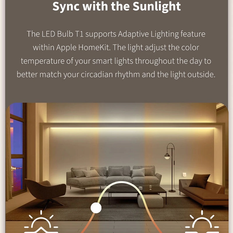 Aqara Smart LED Bulb T1 Tunable White Zigbee 3.0 E27 6500K 220-240V Bluetooth Smart home Light For Homekit Alice Google alexa