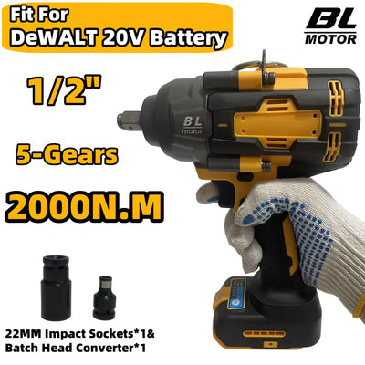 For DeWALT 20V Battery 2000N.M Brushless Impact Wrench High Torque 1/2" Driver Electric Home Car Repair Power Tools | SAMAG