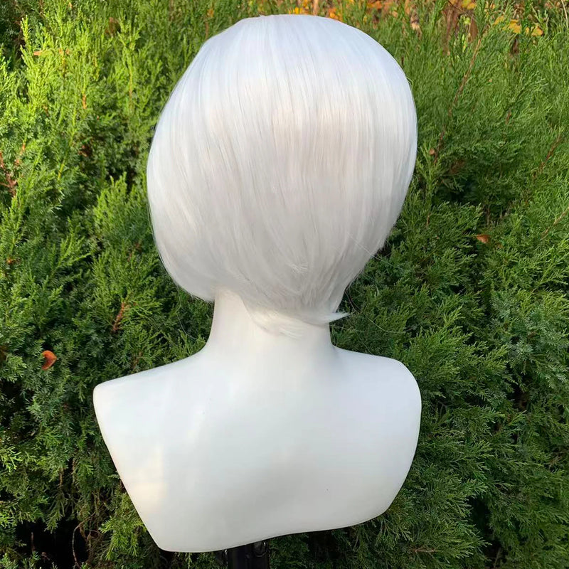 White Short Lace Front Wigs 13×4 Short Bob Cut Heat Resistant Wig Straight Glueless Lace Synthetic Hair Wig for Cosplay Daily