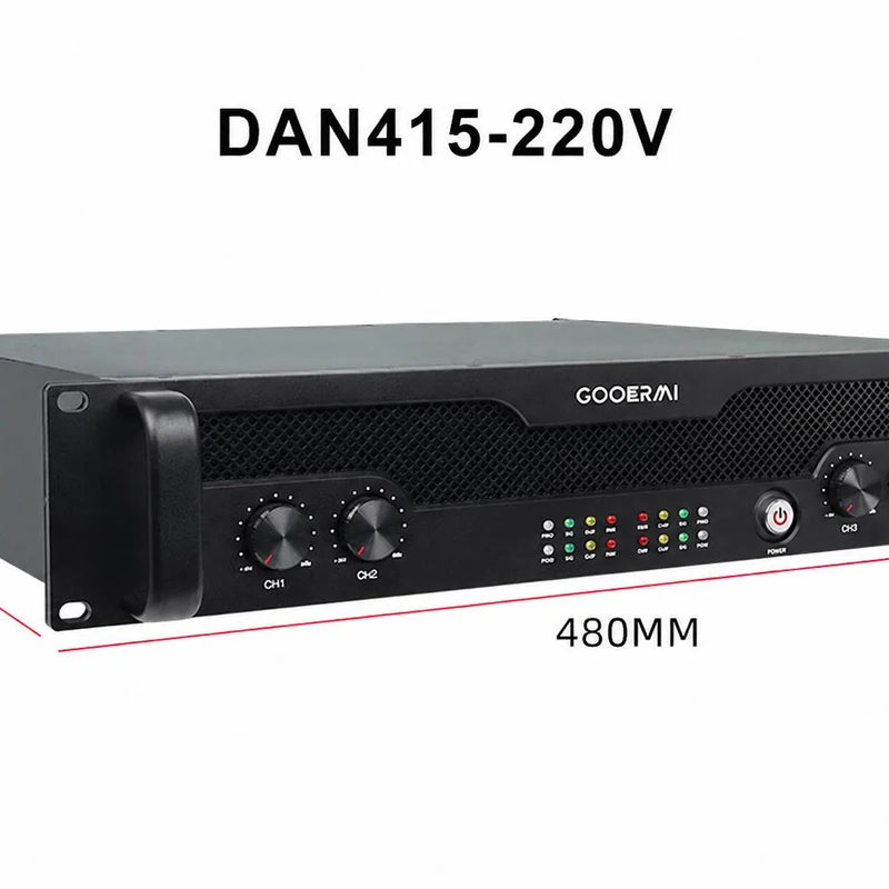 GOOERMI DAN415 Professional Power Amplifier 1500W 2/4 Channel Audio Amplifier 110V/220V DJ Stage KTV PA Sound System