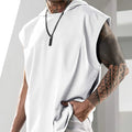 2025 Vest  Hooded Solid Color New Men's Casual Pullover Sports Men's T-shirt Sleeveless Men's Waistcoat Loose