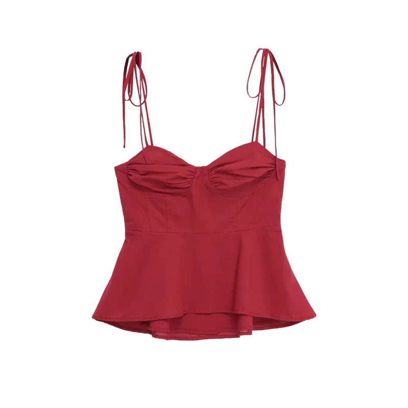 Asymmetric Bustier Tops for Women, Sweetheart Neck, Tied Thin Straps, Side Zipper, Female Camis, Sexy Fashion