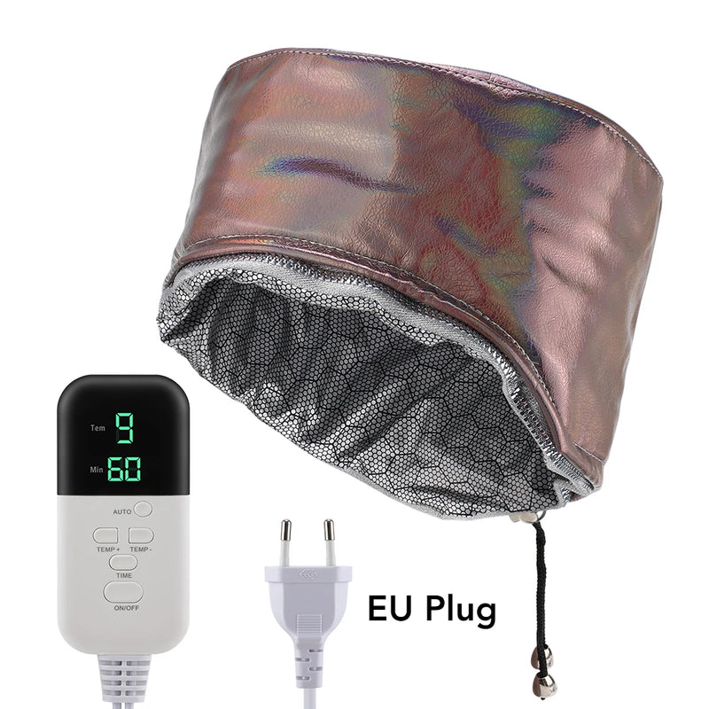 9 Temp 5 Timer PU Leather Hair Steamer Cap Waterproof Thermal Heat Cap for Home Hair Care Styling Tools Hair Care Spa Hat