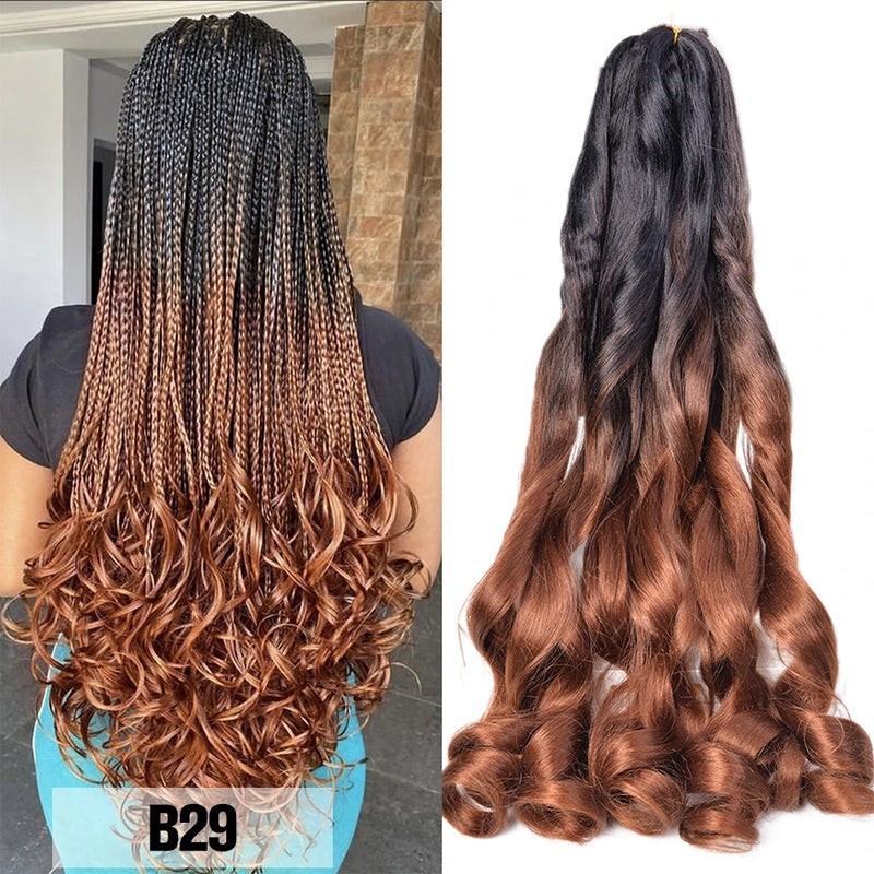 Loose Wave Braiding Hair Extensions 24" Synthetic Spiral Curls Braids Hair Pre Stretched Bouncy Braid French Curls Braiding Hair