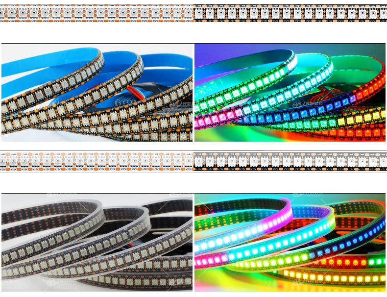 SK6812 RGBW Led Strip Light 4 in 1 Similar WS2812B 1m 5m 30 60 144 LEDs Individual Addressable RGBWW Led Lights IP30 65 67 5V12V