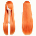 80cm Long Synthetic White Purple Cosplay Wigs Green Hair Straight Silver Wig Pink Hairpiece Lolita Wig with Bangs