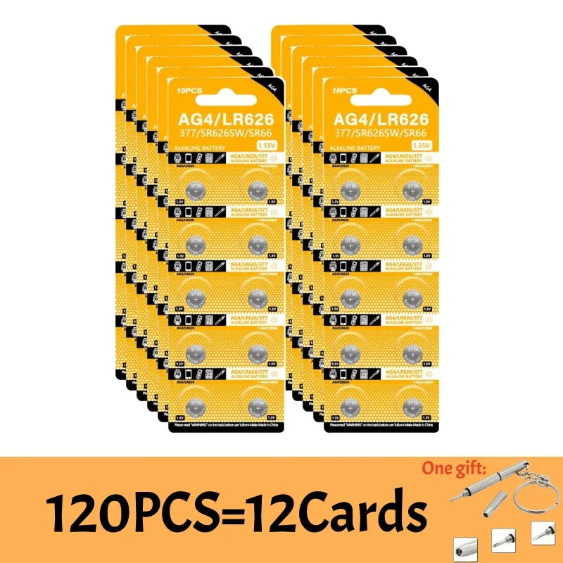 4-120PCS LR626 377 Alkaline Watch Battery AG4 SR626 177 626A 377A 1.55V Batteries For Toy Calculator Car Key Clock Button Cell