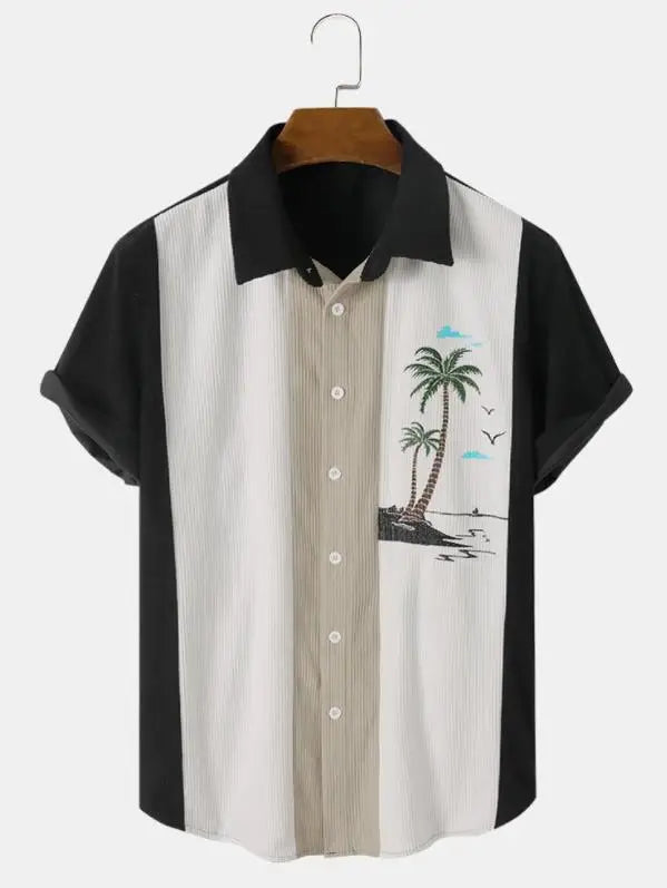 Hawaiian Shirt Harajuku Stripe Print Loose Fashion Casual | SAMAG