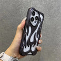 Fashion Matte Hollowed Flame Case For iPhone 15 14 Plus 13 12 16 Pro Max Creative Heat Dissipation Soft Frosted Shockproof Cover
