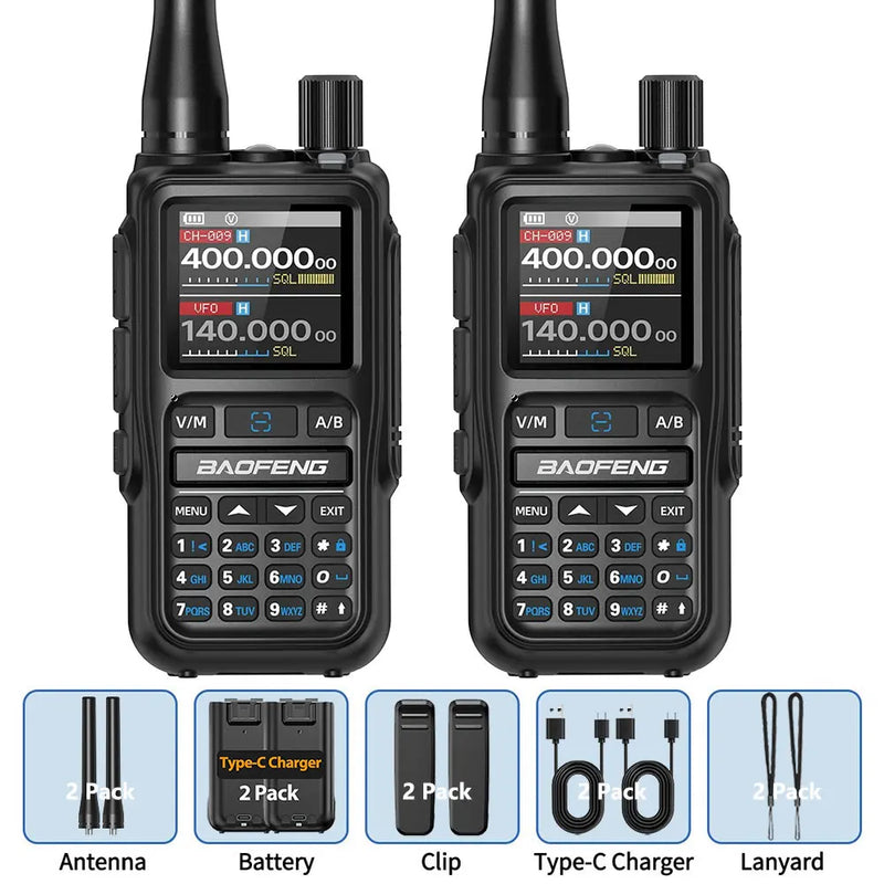 BAOFENG UV-5R Mini Walkie Talkie Bluetooth Programming Frequency Dual PTT Type-C Charging AM FM Long Range Two Way Radio