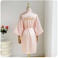 White Bride Wedding Robe with Feathers Women Satin | SAMAG