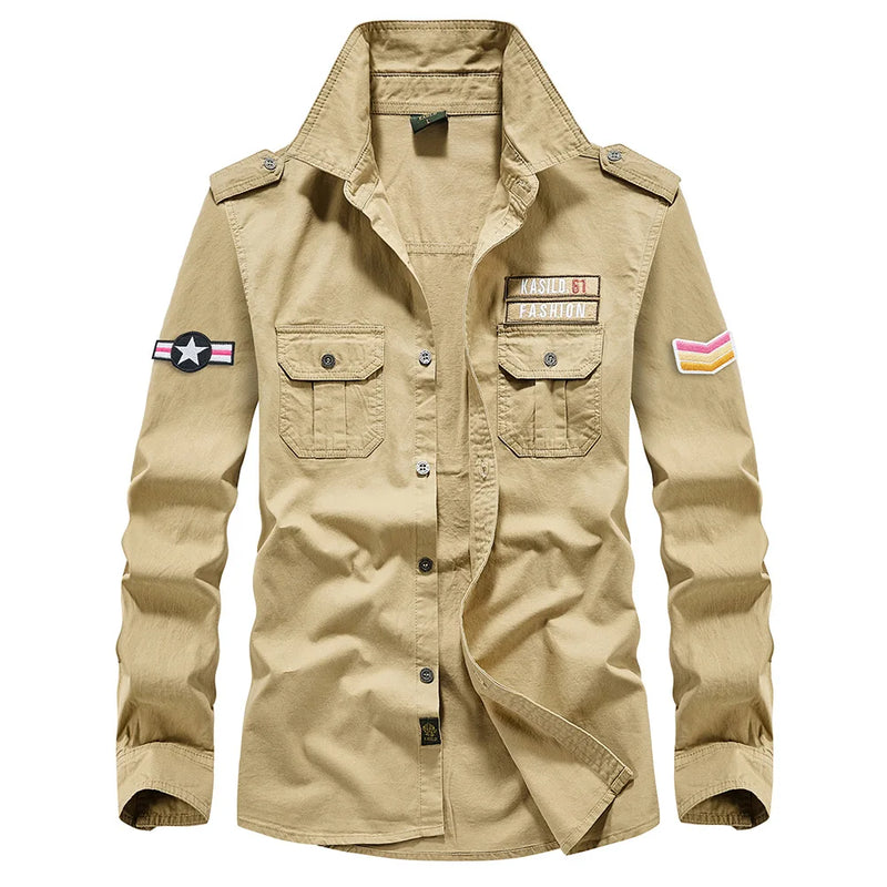 Men's Spring Cotton Casual Shirt Military Tooling | SAMAG