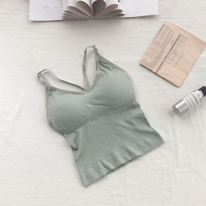 Women Cotton Lingerie Push Up Bra Sexy V Neck Tube Top Fashion Solid Color Underwear Female Soft Brassreie With Chest Pad