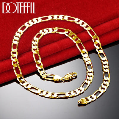 DOTEFFIL 18K Gold 8mm Chain Sideways Necklace Man Woman Senior Luxury Jewelry Statement | SAMAG