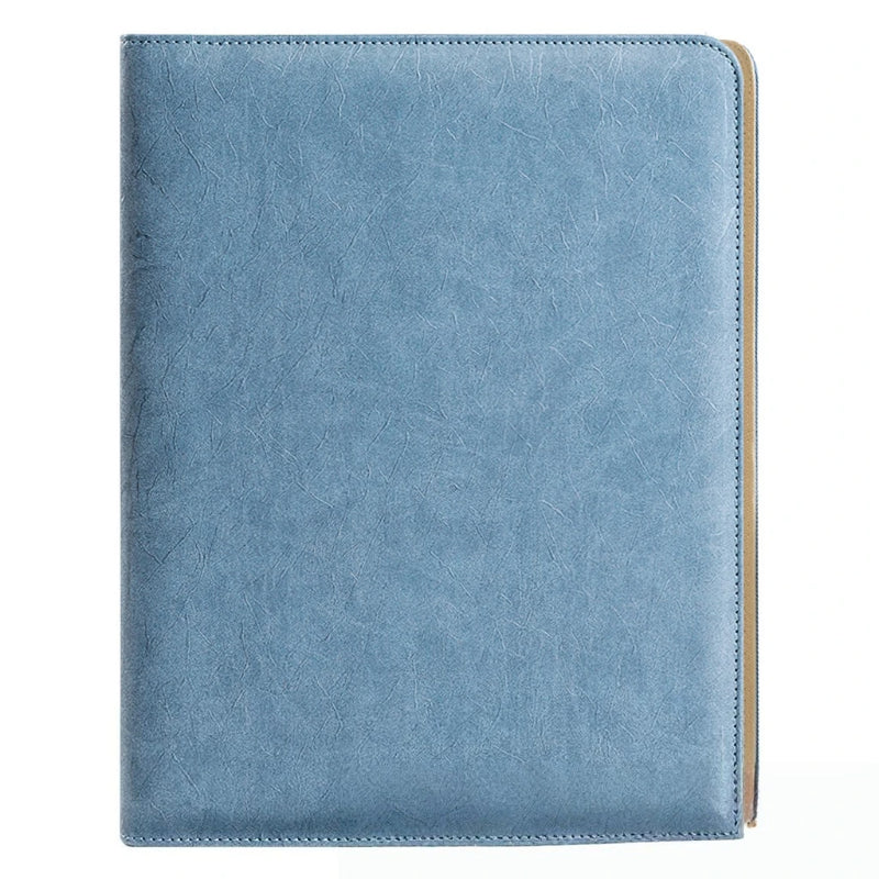 New A4 multi-function business zipper bag, 4-ring binder + writing pad + storage bag, pleated texture PU  leather cover
